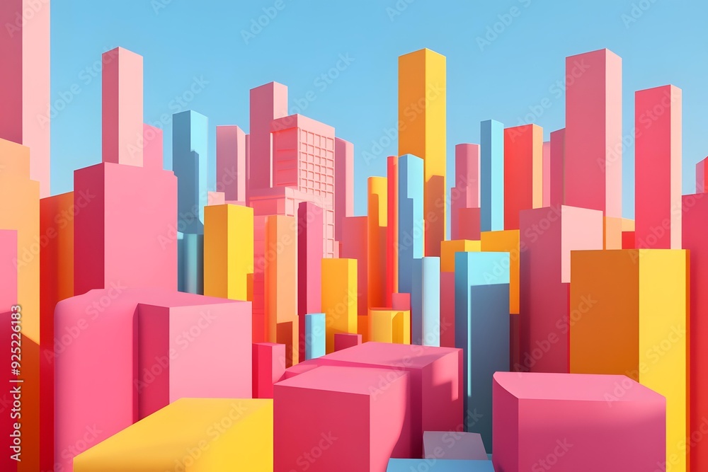 Abstract Colorful Cityscape with Geometric Shapes Abstract Colorful Cityscape with Geometric Shapes