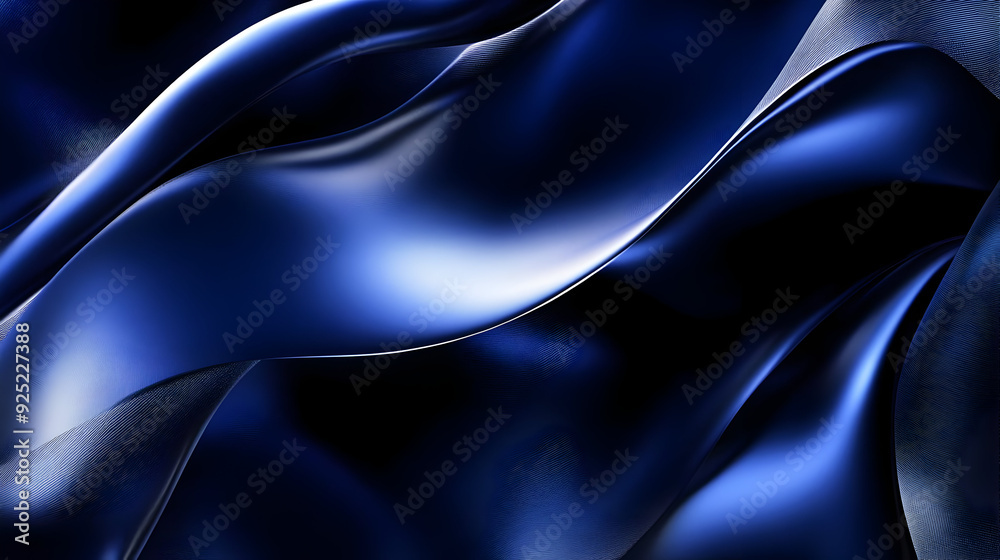 Fototapeta premium A close-up of flowing blue fabric, showcasing smooth textures and gentle curves.