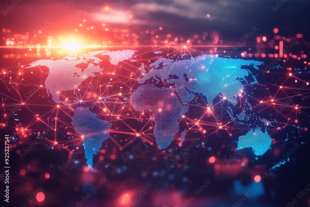 Global Digital Business Network Connection Illustration created with Generative AI Global Digital Business Network Connection Illustration created with Generative AI