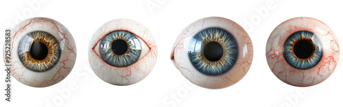 Set of Eyeball 3D Render Halloween on Transparent Background