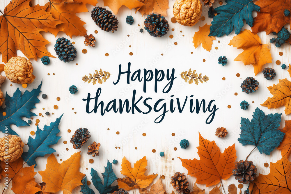 Fototapeta premium Happy thanksgiving text illustration