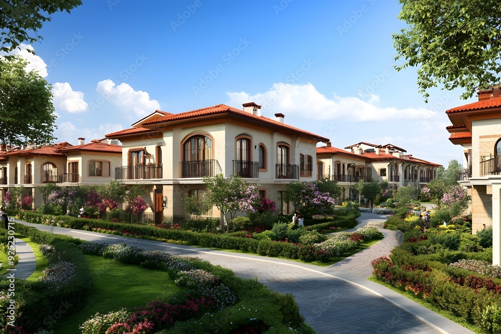 Luxury Mediterranean Style Villas with Lush Gardens Luxury Mediterranean Style Villas with Lush Gardens