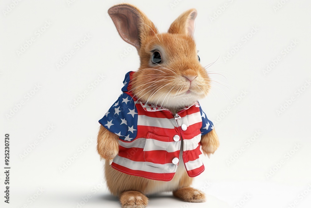 Fototapeta premium Rabbit wearing american outfit concept of american independence day