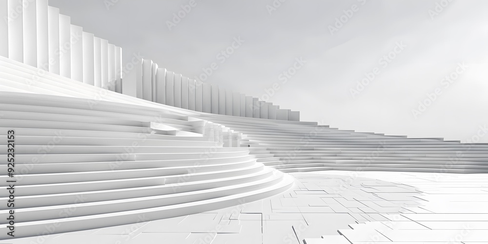 Fototapeta premium White Abstract Architecture With Stairs And Columns
