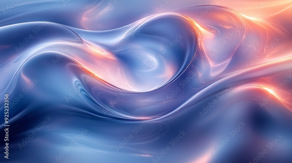Abstract fluid wave with soft light reflections - generative ai