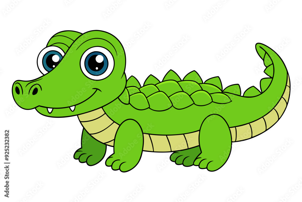 Obraz premium Vector Illustration of Crocodile in Kawaii, Linocut, Cartoon, Clipart, and Line Art Styles