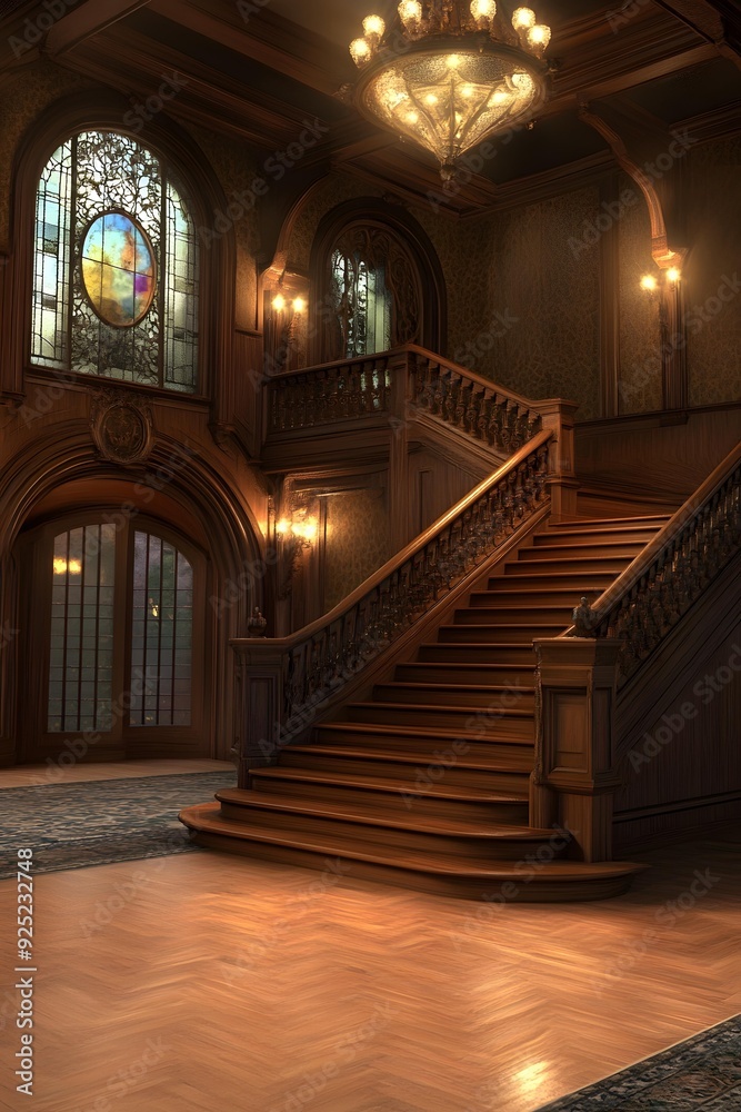 Fototapeta premium Grand Staircase in a Vintage Mansion