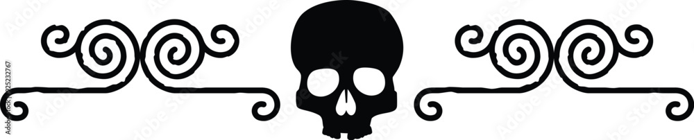 Seamless Celtic Spiral Line and Skull Border Seamless Celtic Spiral Line and Skull Border