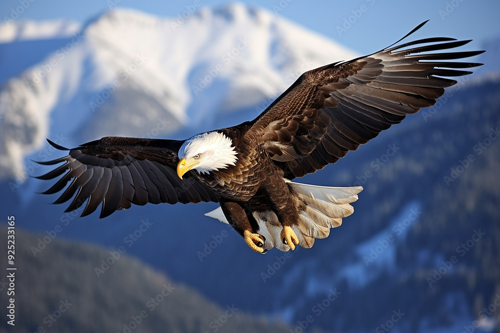Fototapeta premium bald eagle perched majestically flying