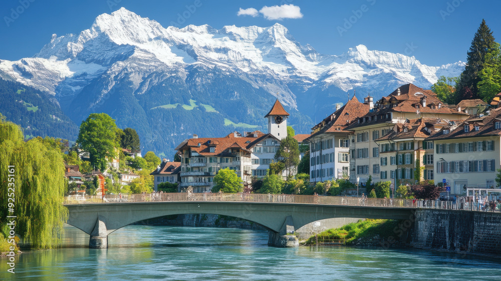 Fototapeta premium Export technology in Switzerland: Pharmaceutical advancements and precision instruments,