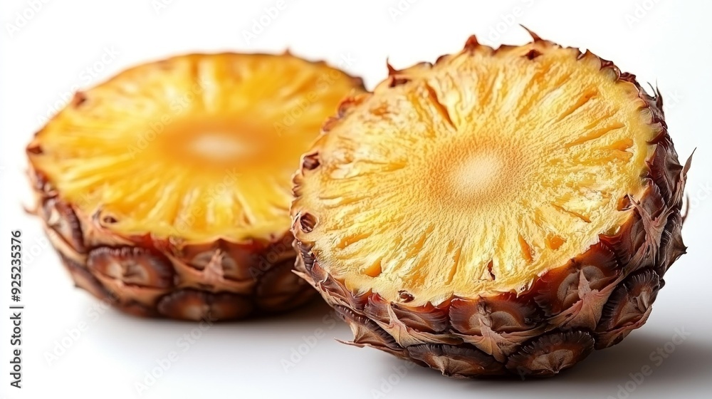 Pineapple cross section on white background - generative ai Pineapple cross section on white background - generative ai