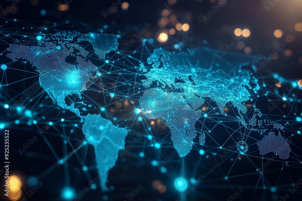 Global Digital Business Network Connection Illustration created with Generative AI Global Digital Business Network Connection Illustration created with Generative AI