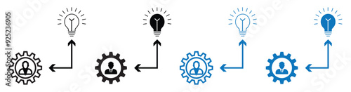 Initiative stroke and solid web icon set. Vector