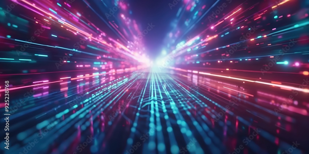 Futuristic Neon Tunnel with Vibrant Lights created by ai
