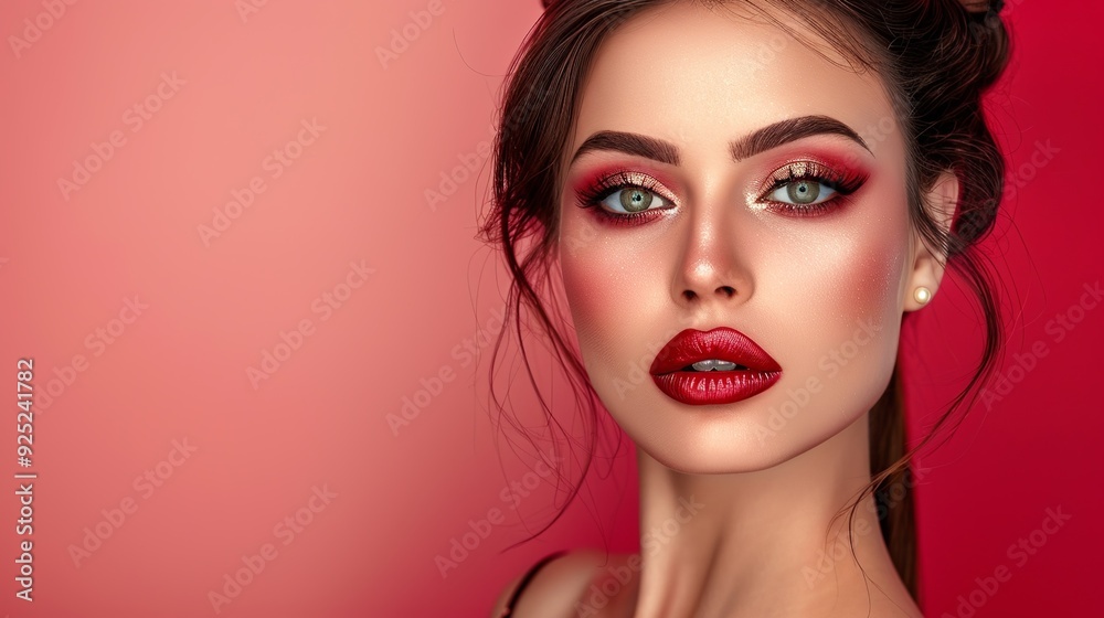 Beautiful woman's face, model appearance, professional makeup Beautiful woman's face, model appearance, professional makeup