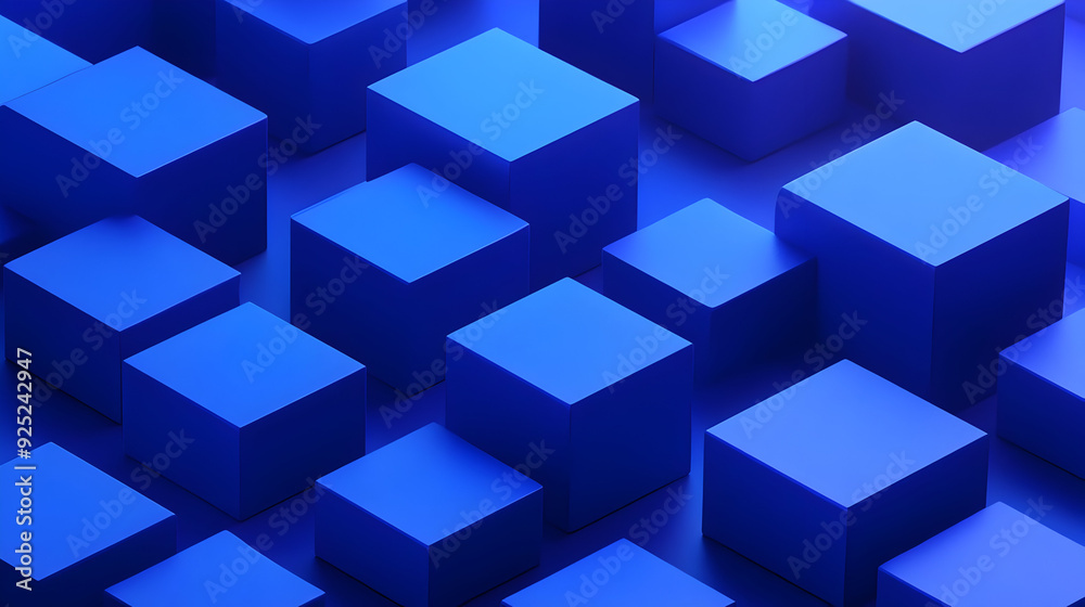 A collection of blue geometric cubes arranged in a visually appealing pattern. A collection of blue geometric cubes arranged in a visually appealing pattern.
