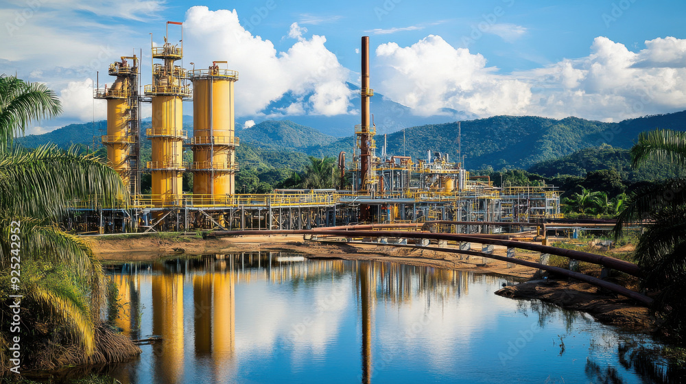 Naklejka premium Export technology in Venezuela: Oil extraction and refining technology,