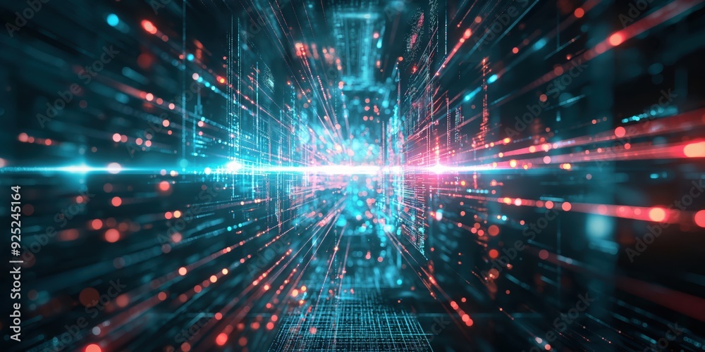 Futuristic Neon Tunnel with Vibrant Lights created by ai Futuristic Neon Tunnel with Vibrant Lights created by ai