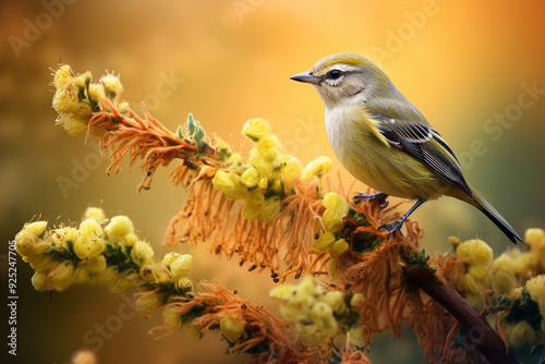 colorful kemande bird dicaeum trochileum feed photo