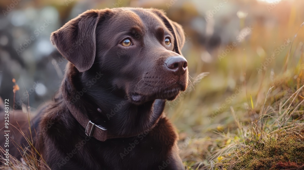 A close-up of a dog in grass, sun lighting its face, eyes widely open A close-up of a dog in grass, sun lighting its face, eyes widely open
