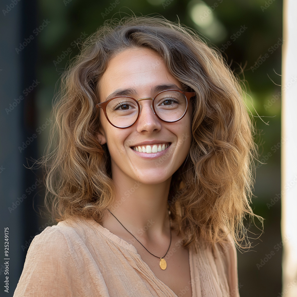 Fototapeta premium Professionelles Porträt einer jungen Frau mit natürlichem Look. Perfekt für LinkedIn, Facebook oder andere soziale Medien