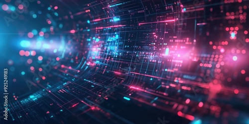 Wallpaper Mural Futuristic Neon Tunnel with Vibrant Lights created by ai Torontodigital.ca