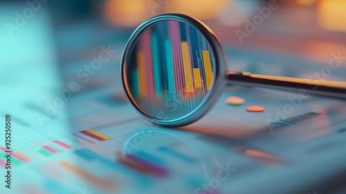 Obraz w ramie A dental mirror reflects a colorful graph, symbolizing the importance of data analysis in healthcare.