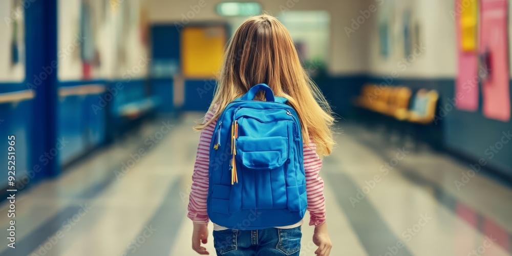 back to school. young child with a backpack back to school. young child with a backpack