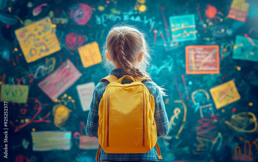 Obraz premium back to school. young child with a backpack