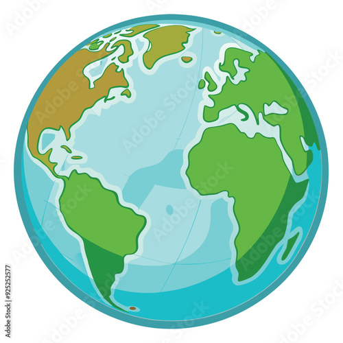 Illustration of the Earth globe showing North and South America, Europe, and Africa with a minimalist design