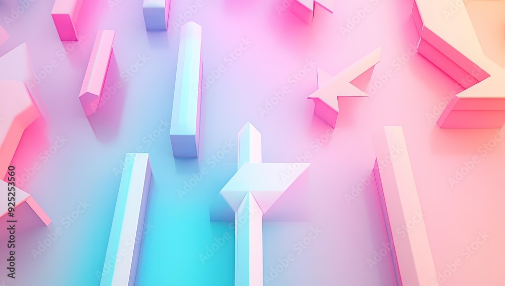 Pink and blue geometric shapes on a gradient background. Pink and blue geometric shapes on a gradient background.