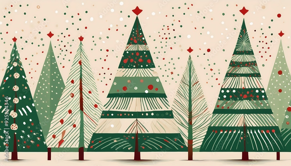 Christmas background with Trees - winter Nordic stylized, with simple Christmas trees. Graphic art illustration in Scandinavian style Christmas background with Trees - winter Nordic stylized, with simple Christmas trees. Graphic art illustration in Scandinavian style