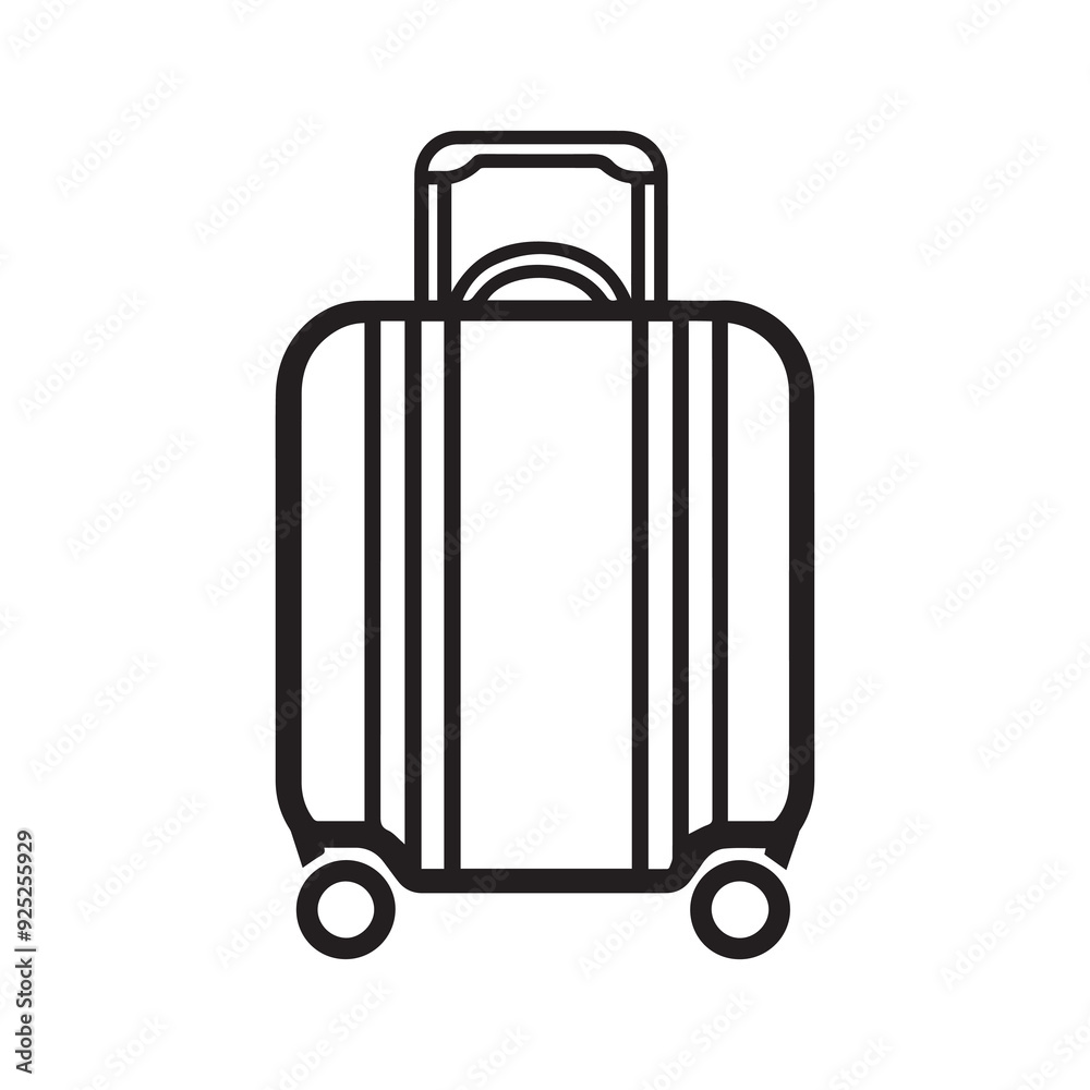 Luggage case black icon. Suitcase airport packing office bag design. Luggage case black icon. Suitcase airport packing office bag design.
