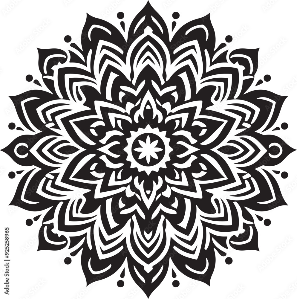 Mandala  Black and White Logo Vector – SVG Design.

This is a printable SVG design file. You can easily print on t-shirts, hoodies, mugs, bags, posters, walls, etc.
