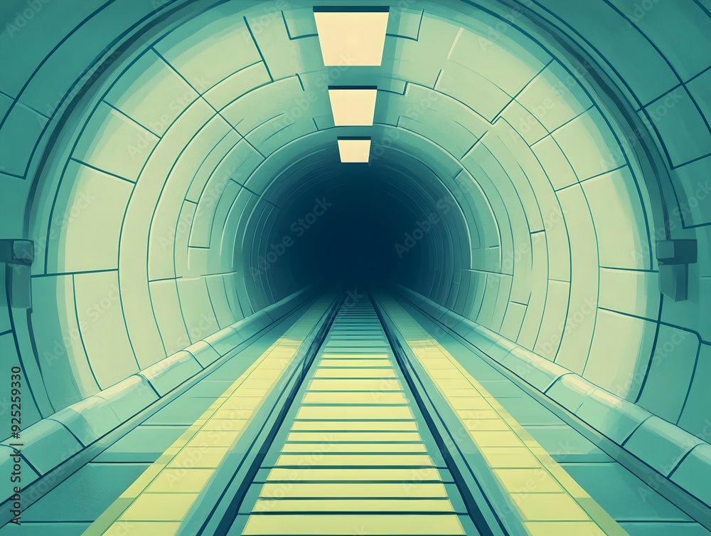 Εκτύπωση καμβά A futuristic tunnel with a glowing walkway leading to a dark and unknown destination