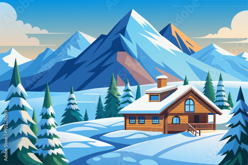 Mountain scenery background in winter