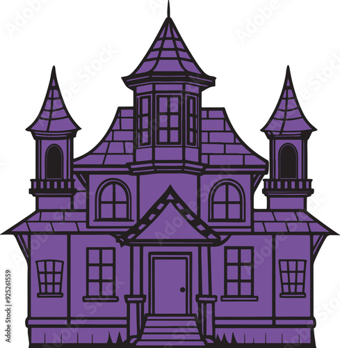 haunted house halloween elements vector illustration