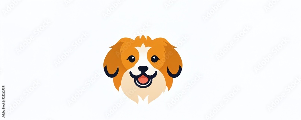 Cheerful dog with fluffy fur welcoming viewers in a minimalist style Cheerful dog with fluffy fur welcoming viewers in a minimalist style