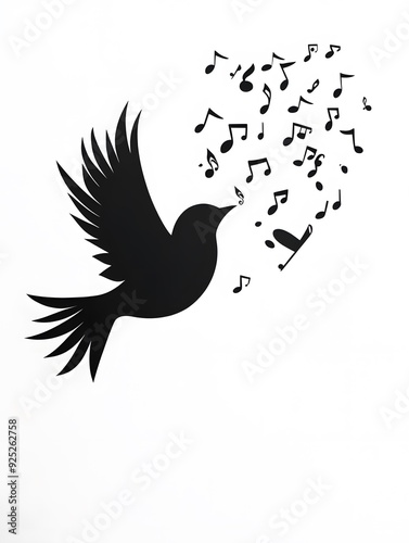 Wallpaper Mural A stylized black bird sings a song of musical notes. Torontodigital.ca