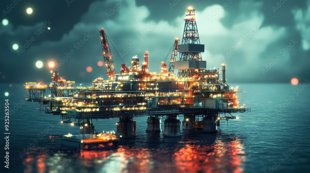 High-resolution image of an oil platform with advanced drilling technology