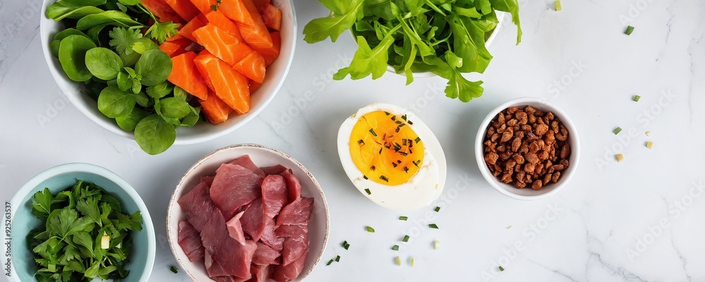 The concept of healthy food for pets - fresh ingredients The concept of healthy food for pets - fresh ingredients