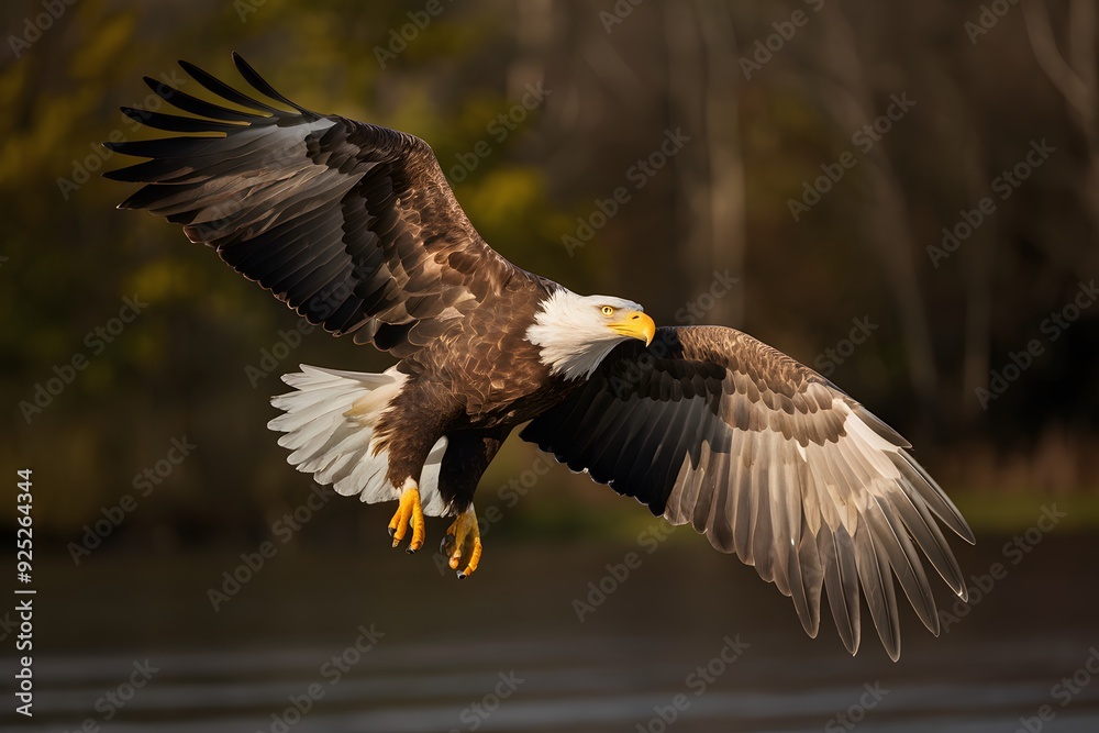 Bald Eagle Flying in Blue Sky, Real Photo, Pattern Background, Wallpaper, Cover and Screen for Smartphone, Cell Phone, Computer, Laptop