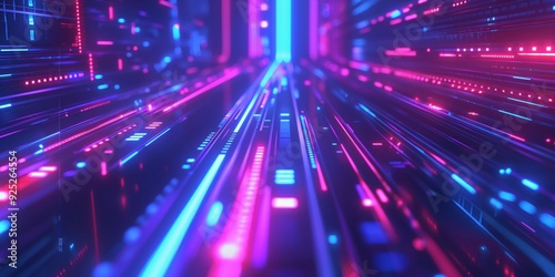 Futuristic Neon Tunnel with Vibrant Lights created by ai