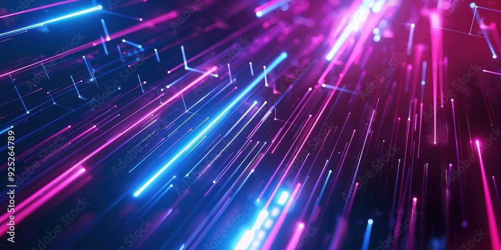 Obraz premium Futuristic Neon Tunnel with Vibrant Lights created by ai