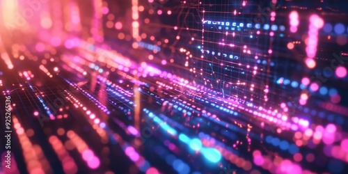 Futuristic Neon Tunnel with Vibrant Lights created by ai