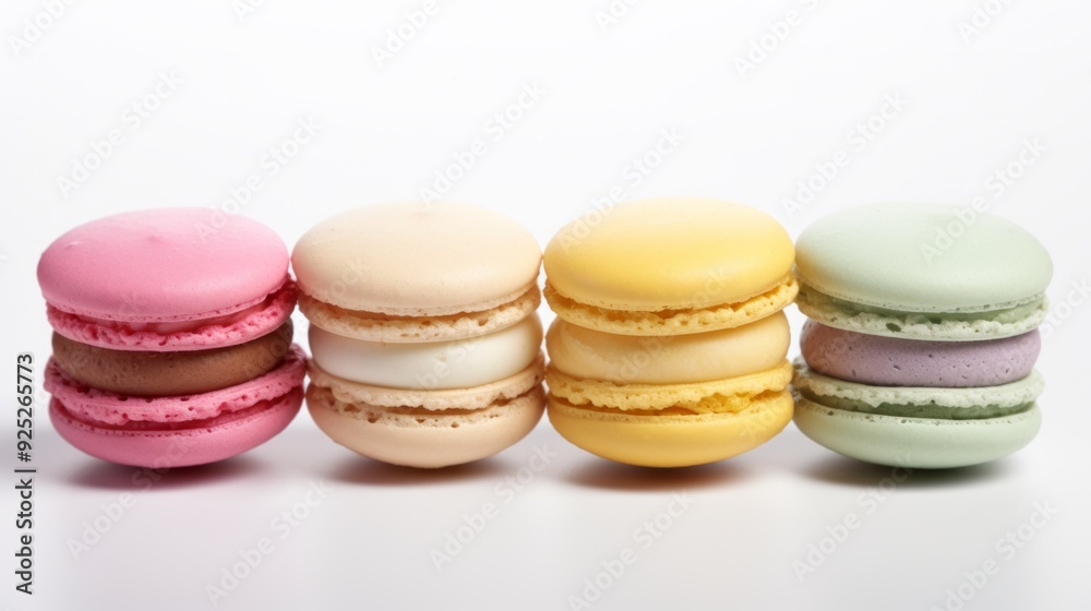 Colorful french macaroon cookies isolated on white background. Neural network ai generated art Colorful french macaroon cookies isolated on white background. Neural network ai generated art