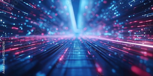 Futuristic Neon Tunnel with Vibrant Lights created by ai