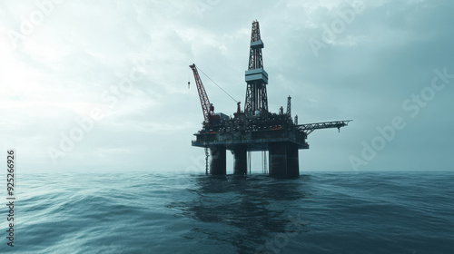 High-tech oil drilling rig in the middle of the ocean, state-of-the-art equipment