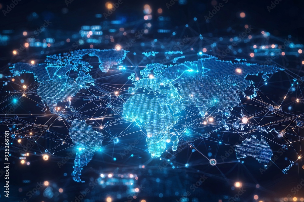 Global Digital Business Network Connection Illustration created with Generative AI Global Digital Business Network Connection Illustration created with Generative AI