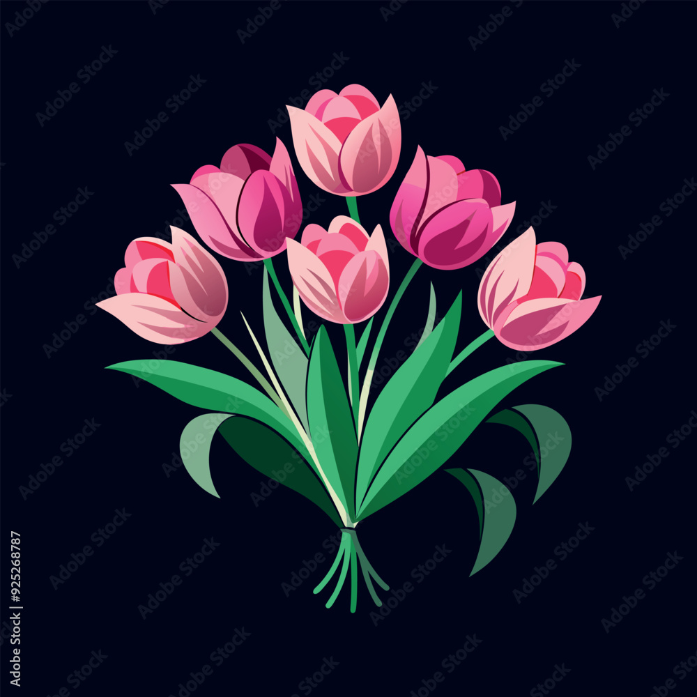 bouquet of pink tulips vector isolated illustration design bouquet of pink tulips vector isolated illustration design